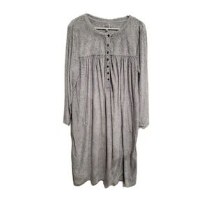 Aria Grey Animal Print Henley Nightgown Size 2X Plus Pockets Soft Stretch